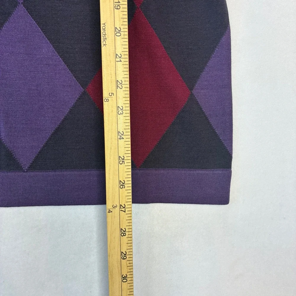 Murano Sweater Men XL Purple Argyle Silk Blend Crewneck Long Sleeve F55SM025